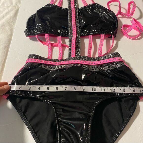 Glamour mature faux leather goth grunge studed Dance costume solo Dirty Diana SA - Picture 12 of 15